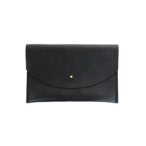 Primecut Black Leather Envelope Clutch